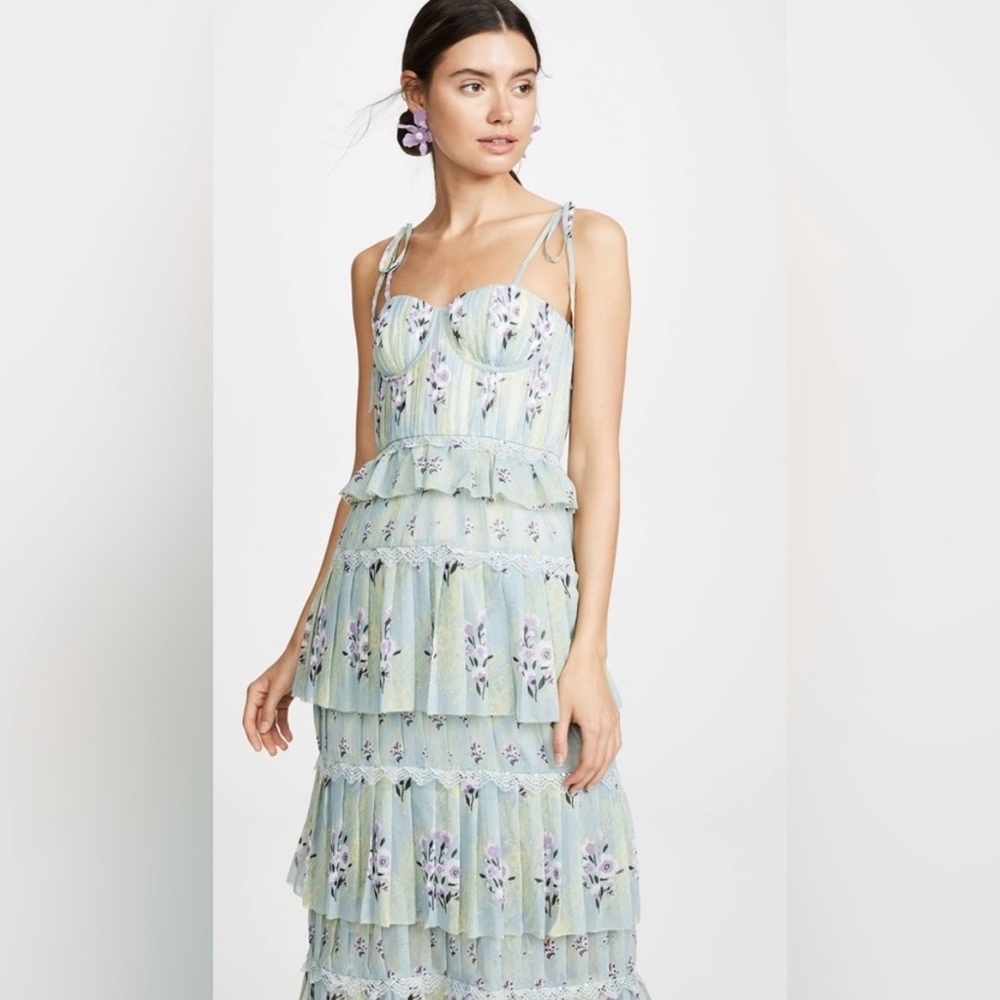 Self-Portrait Tiered Floral Lace Dress